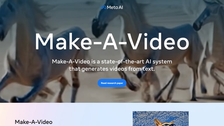 Make-A-Video website homepage screenshot