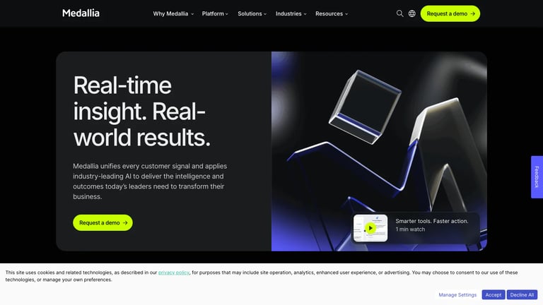 Medallia website homepage screenshot