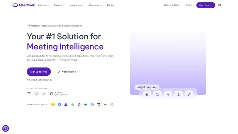 MeetGeek website homepage screenshot
