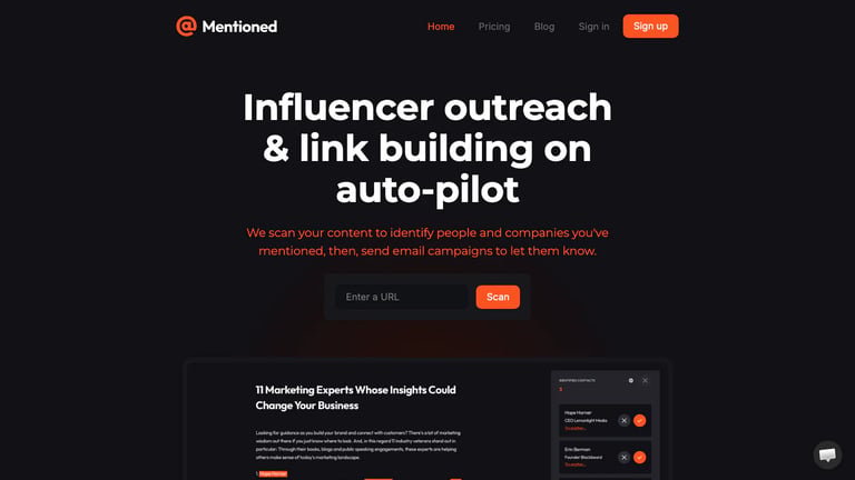 Mentioned website homepage screenshot