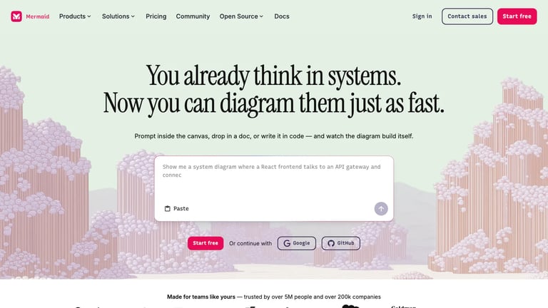 Mermaid Chart website homepage screenshot