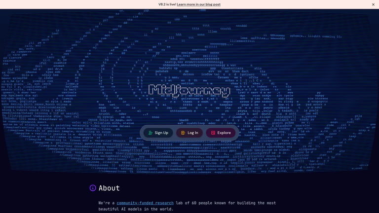 Midjourney website homepage screenshot