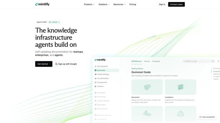 Mintlify website homepage screenshot
