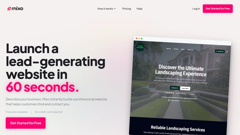 Mixo website homepage screenshot