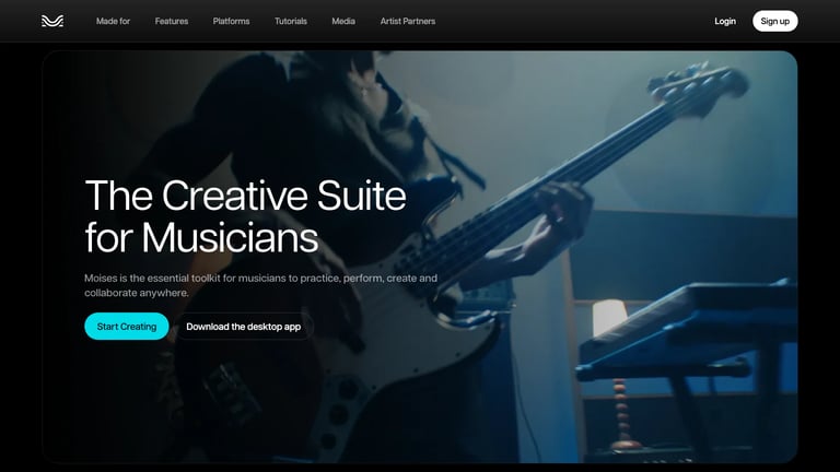 Moises website homepage screenshot
