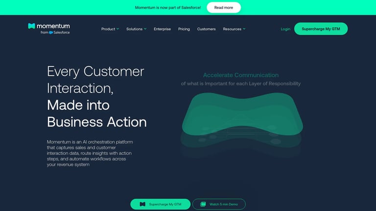 Momentum website homepage screenshot