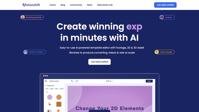 Motionshift website homepage screenshot
