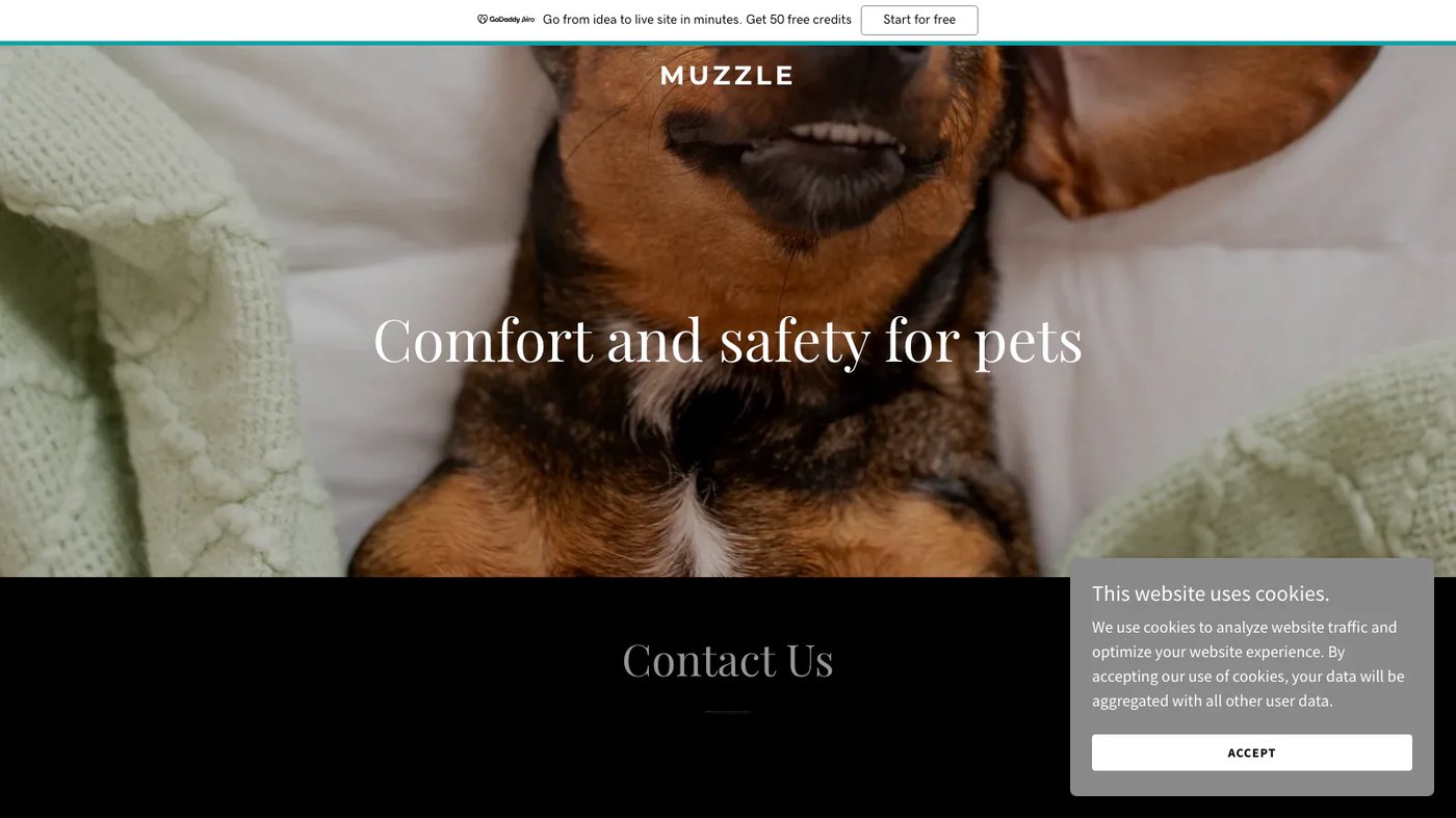Muzzle website homepage screenshot