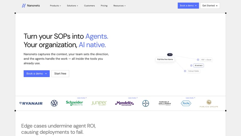Nanonets website homepage screenshot