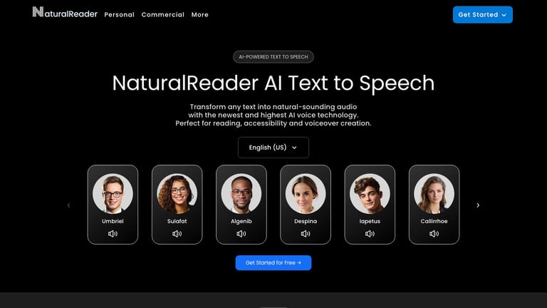 NaturalReader website homepage screenshot