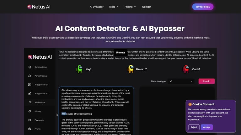 NetusAI website homepage screenshot