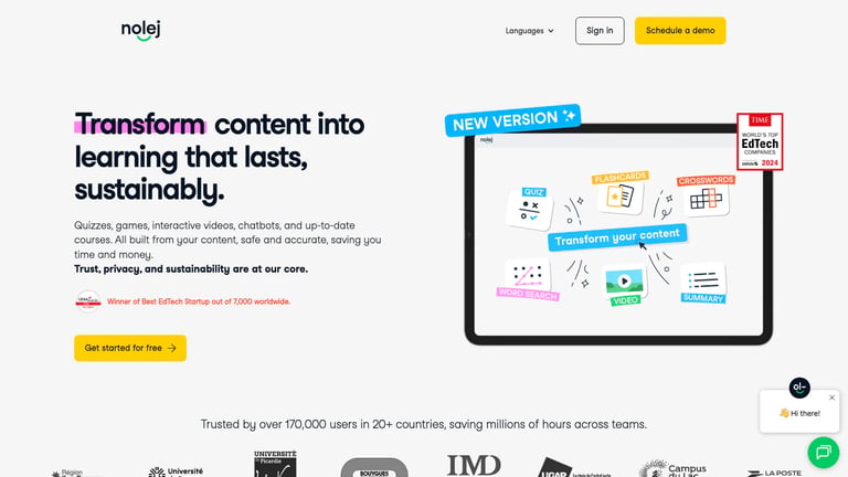 Nolej website homepage screenshot