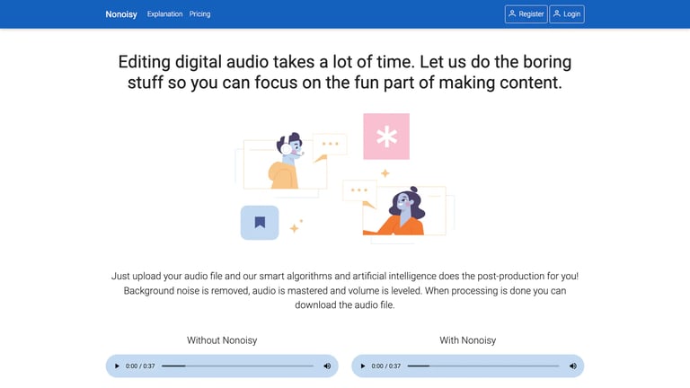 Nonoisy website homepage screenshot