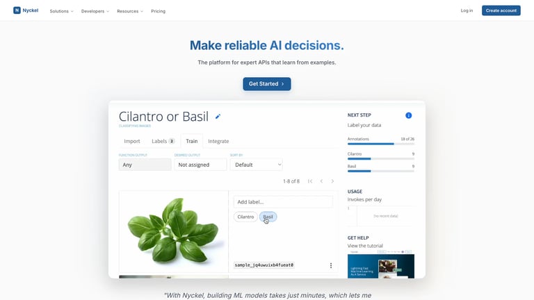 Nyckel website homepage screenshot