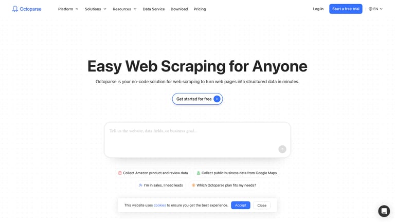 Octoparse website homepage screenshot