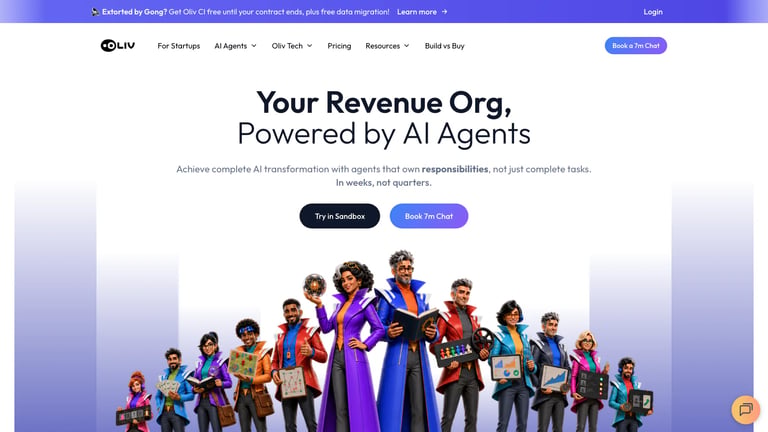 Oliv AI website homepage screenshot