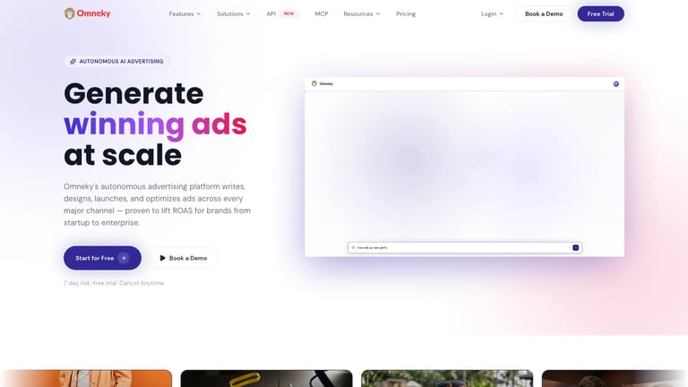 Omneky website homepage screenshot