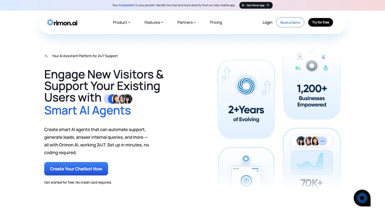 Orimon AI website homepage screenshot