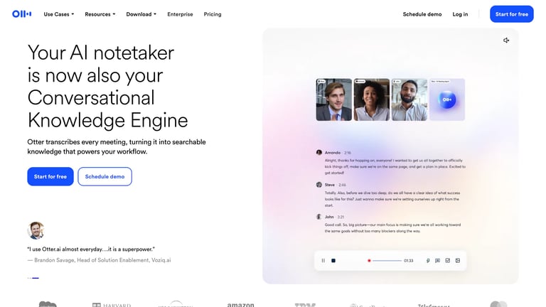 Otter.ai website homepage screenshot