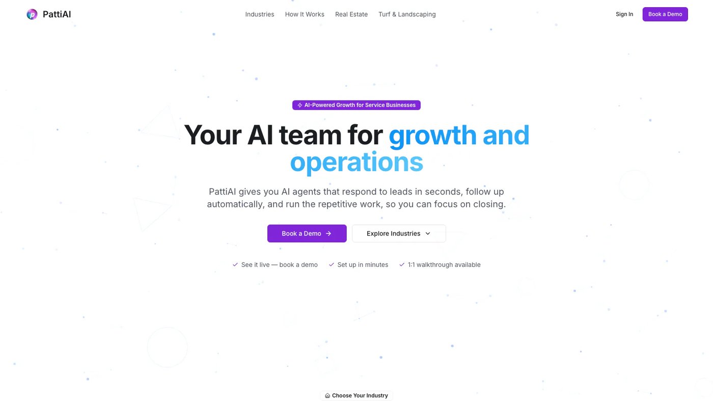 PattiAI website homepage screenshot