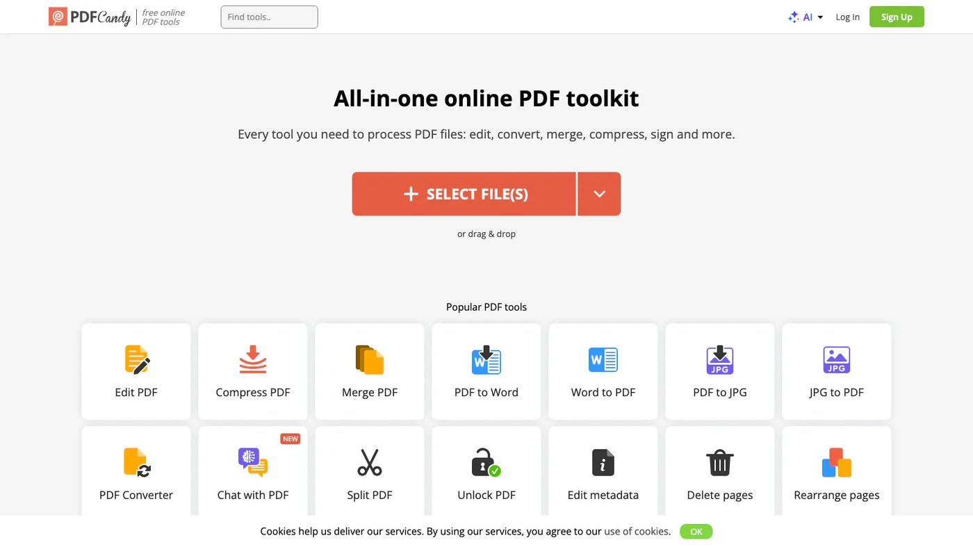 PDF Candy website homepage screenshot