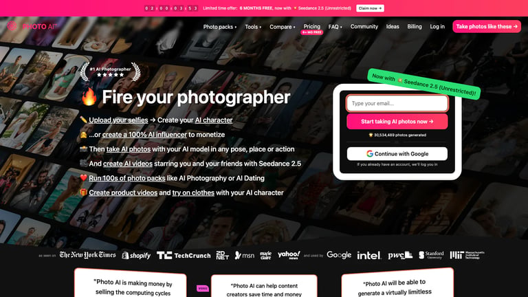 Photo AI website homepage screenshot