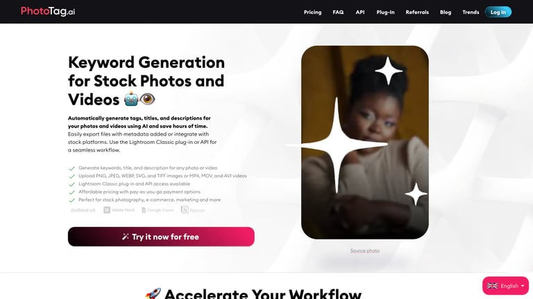 PhotoTag.ai website homepage screenshot