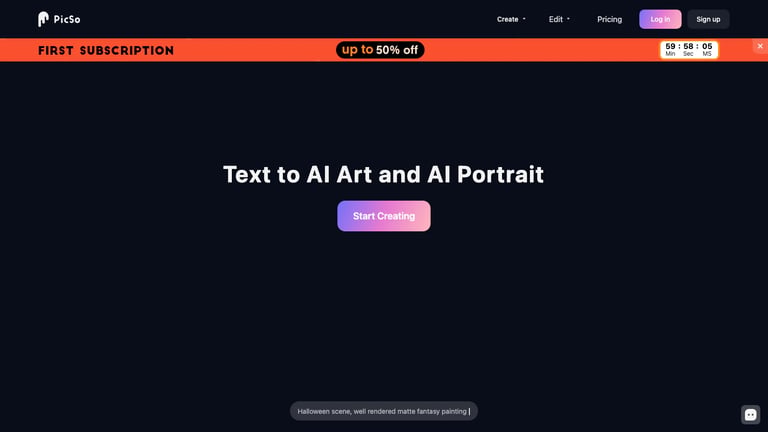 PicSo website homepage screenshot