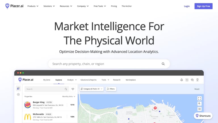 Placer.ai website homepage screenshot
