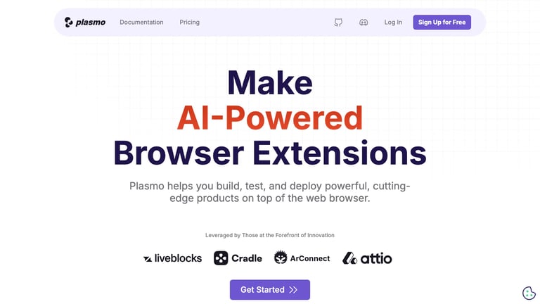 Plasmo website homepage screenshot