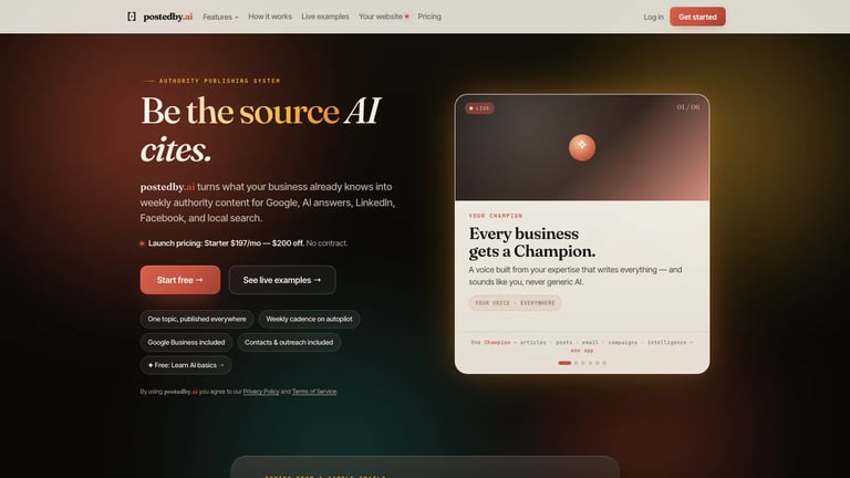 postedby.ai website homepage screenshot