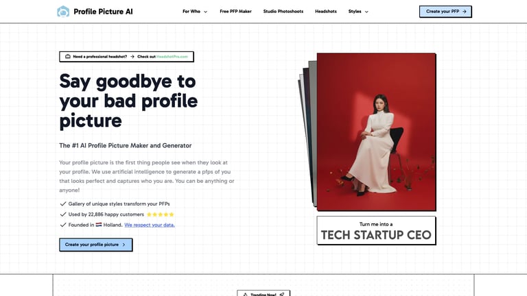 Profile Picture AI website homepage screenshot
