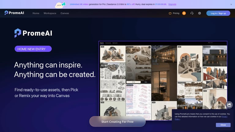 PromeAI website homepage screenshot
