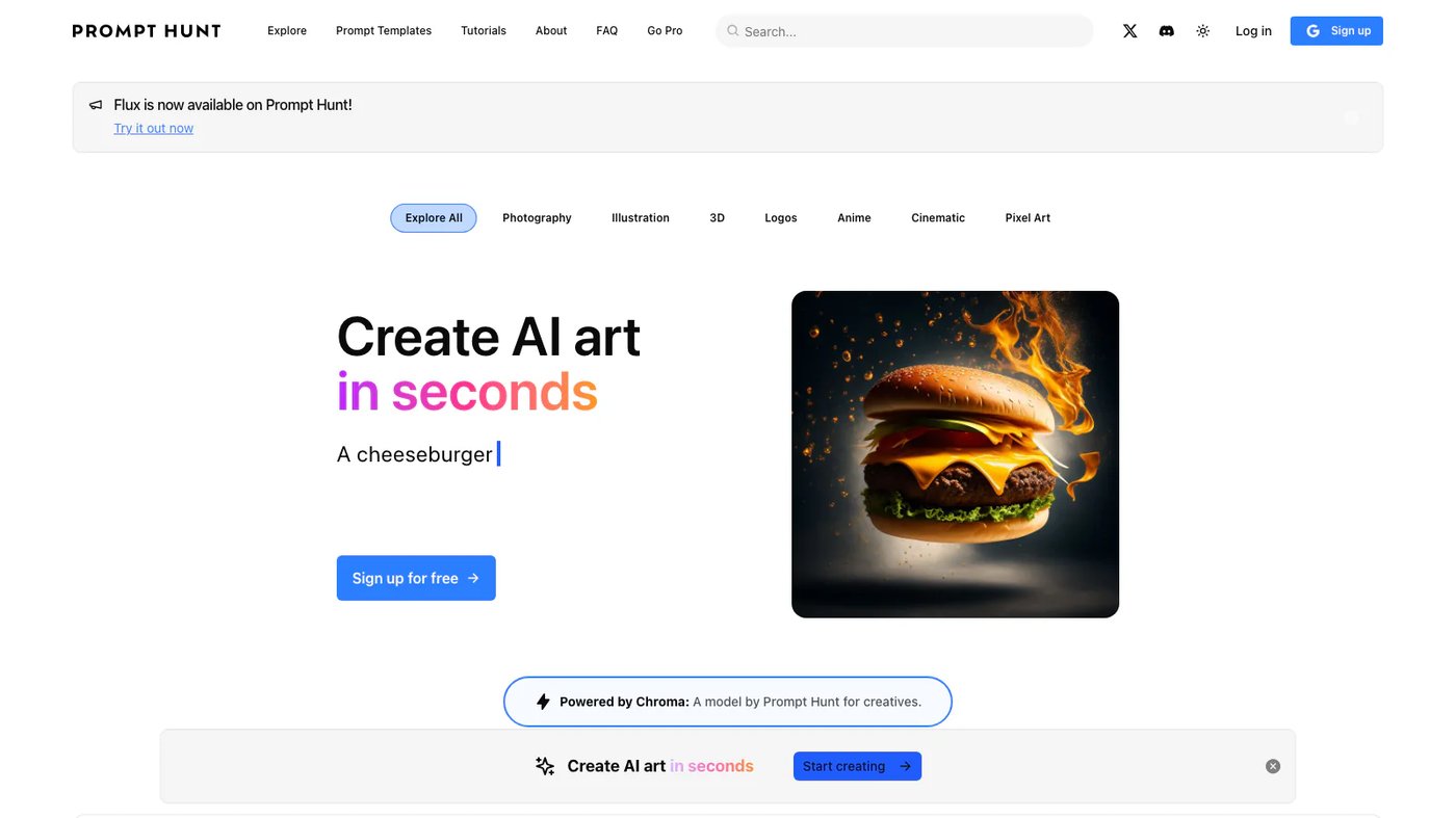 Prompt Hunt website homepage screenshot