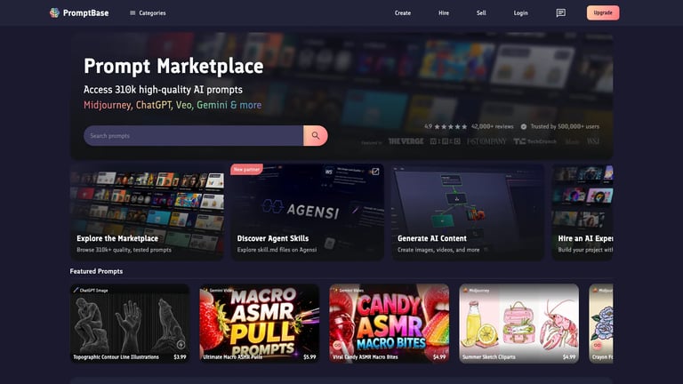 PromptBase website homepage screenshot