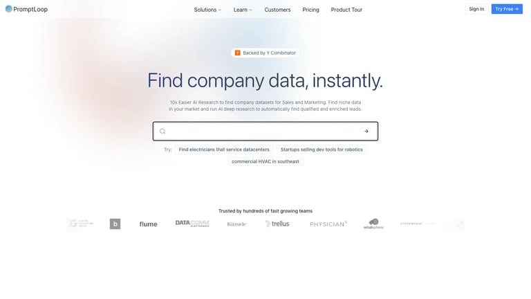 PromptLoop website homepage screenshot