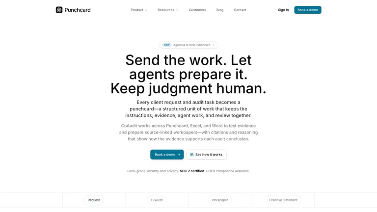 Punchcard website homepage screenshot