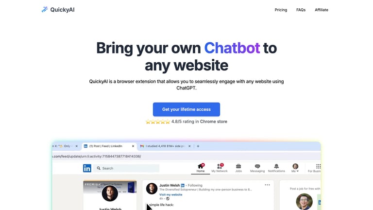 Quicky AI website homepage screenshot