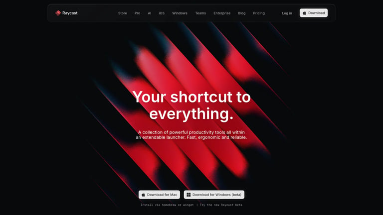 Raycast website homepage screenshot