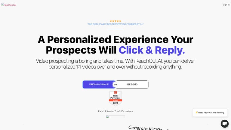 ReachOut.AI website homepage screenshot