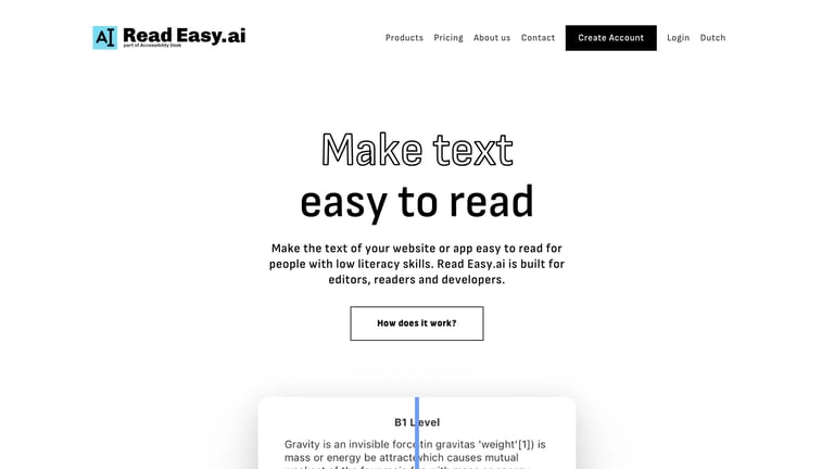Read Easy.ai website homepage screenshot