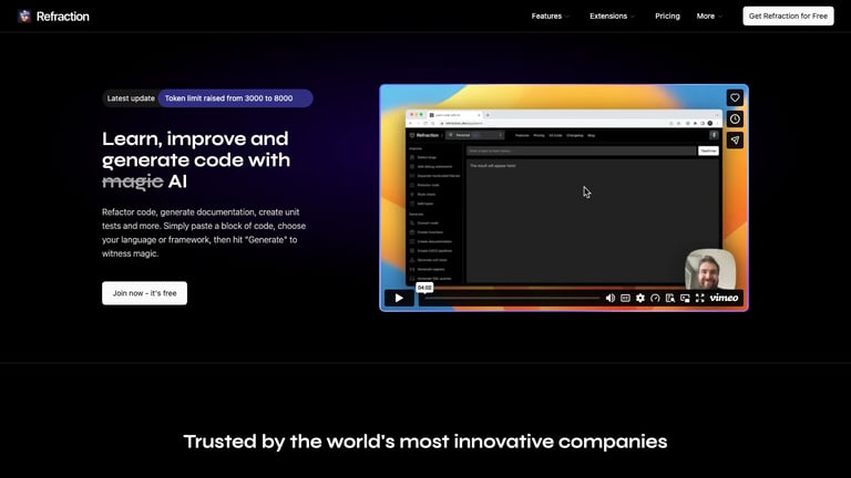 Refraction website homepage screenshot