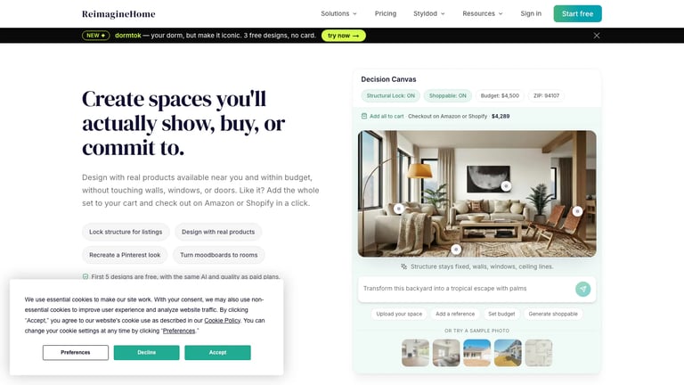 REimagineHome website homepage screenshot