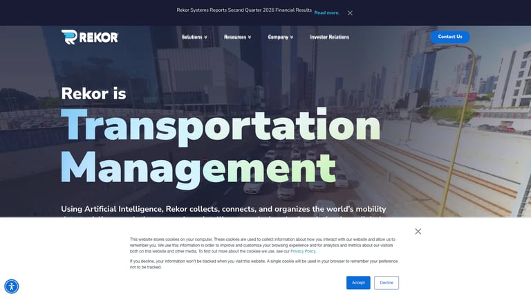 Rekor website homepage screenshot