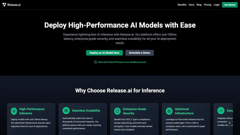 Release.ai website homepage screenshot