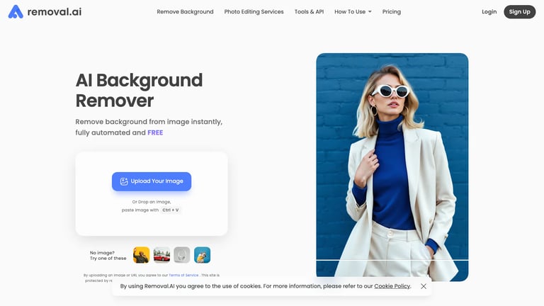 Removal.AI website homepage screenshot