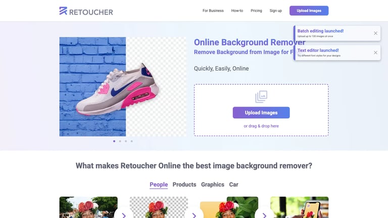 Retoucher Online website homepage screenshot