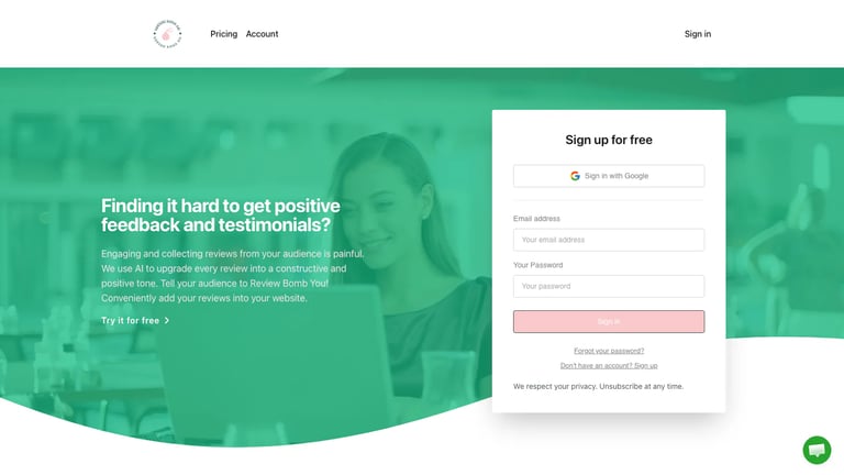 Review Bomb Me website homepage screenshot