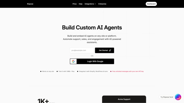 Rispose website homepage screenshot