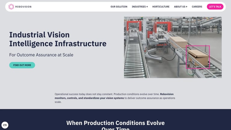 Robovision website homepage screenshot